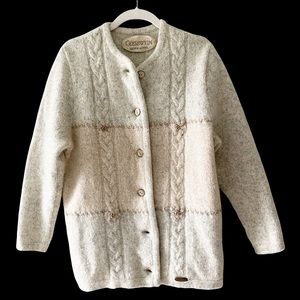 Giesswein Women’s Ivory Wool Cardigan Sweater Sz M